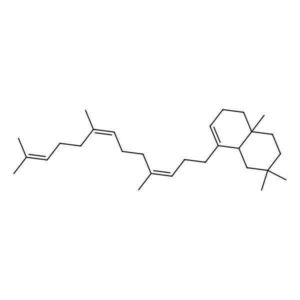 2D Structure of (4aR,8aS)-3,3,8a-trimethyl-5-[(3E,7E)-4,8,12-trimethyltrideca-3,7,11-trienyl]-1,2,4,4a,7,8-hexahydronaphthalene
