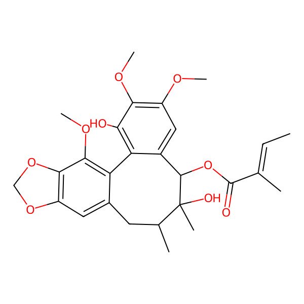 2D Structure of [(8S,9R,10S)-3,9-dihydroxy-4,5,19-trimethoxy-9,10-dimethyl-15,17-dioxatetracyclo[10.7.0.02,7.014,18]nonadeca-1(19),2,4,6,12,14(18)-hexaen-8-yl] (E)-2-methylbut-2-enoate