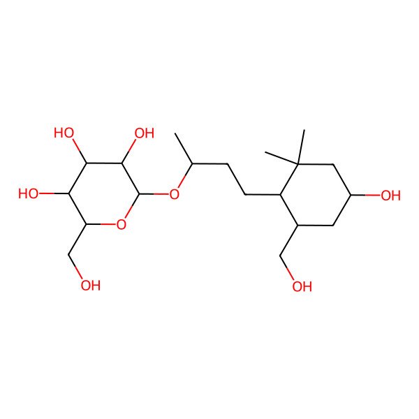 2D Structure of 2-[4-[4-Hydroxy-6-(hydroxymethyl)-2,2-dimethylcyclohexyl]butan-2-yloxy]-6-(hydroxymethyl)oxane-3,4,5-triol