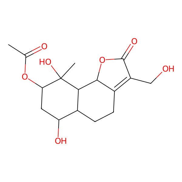 2D Structure of [(6R,8S,9S,9aS,9bR)-6,9-dihydroxy-3-(hydroxymethyl)-9-methyl-2-oxo-4,5,5a,6,7,8,9a,9b-octahydrobenzo[g][1]benzofuran-8-yl] acetate