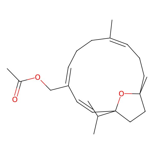 2D Structure of [(1R,2Z,4Z,8Z,12S)-8,12-dimethyl-1-propan-2-yl-15-oxabicyclo[10.2.1]pentadeca-2,4,8-trien-4-yl]methyl acetate