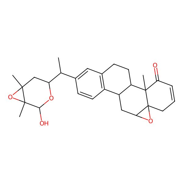 2D Structure of (1S,2R,7R,9S,11R)-15-[(1S)-1-[(1S,2R,4R,6S)-2-hydroxy-1,6-dimethyl-3,7-dioxabicyclo[4.1.0]heptan-4-yl]ethyl]-2-methyl-8-oxapentacyclo[9.8.0.02,7.07,9.012,17]nonadeca-4,12(17),13,15-tetraen-3-one