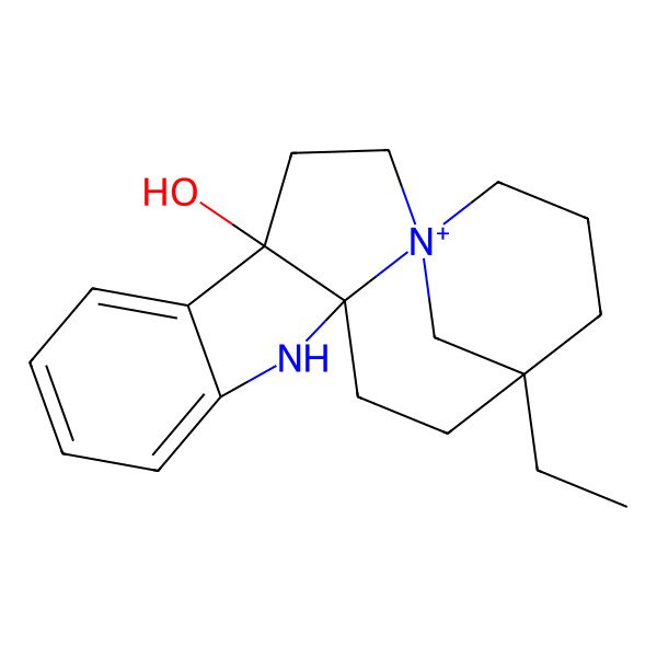 2D Structure of (1S,4R,12R,15R)-15-ethyl-11-aza-1-azoniapentacyclo[13.3.1.01,12.04,12.05,10]nonadeca-5,7,9-trien-4-ol