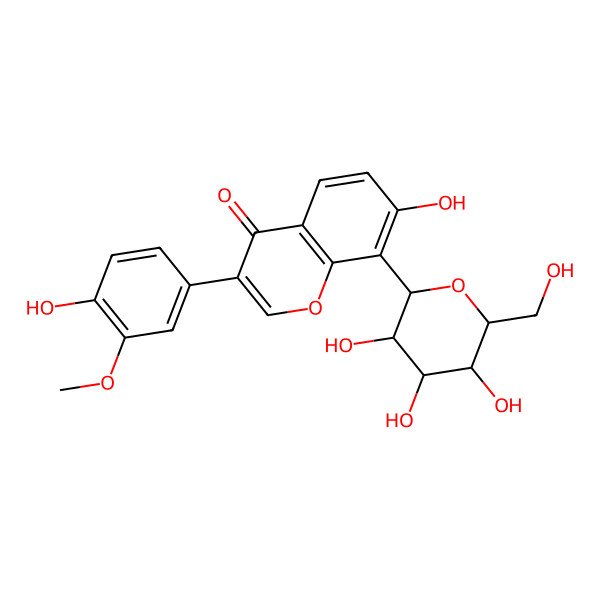 2D Structure of 7-hydroxy-3-(4-hydroxy-3-methoxyphenyl)-8-[(2S,3R,4R,5S,6S)-3,4,5-trihydroxy-6-(hydroxymethyl)oxan-2-yl]chromen-4-one