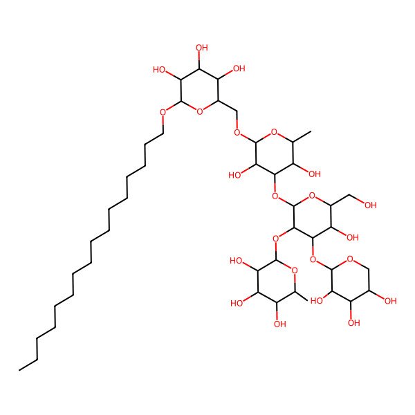 2D Structure of (2R,3S,4R,5R,6S)-2-[(2S,3R,4S,5R,6R)-2-[(2R,3R,4S,5R,6R)-2-[[(2R,3S,4S,5R,6R)-6-hexadecoxy-3,4,5-trihydroxyoxan-2-yl]methoxy]-3,5-dihydroxy-6-methyloxan-4-yl]oxy-5-hydroxy-6-(hydroxymethyl)-4-[(2R,3S,4R,5S)-3,4,5-trihydroxyoxan-2-yl]oxyoxan-3-yl]oxy-6-methyloxane-3,4,5-triol