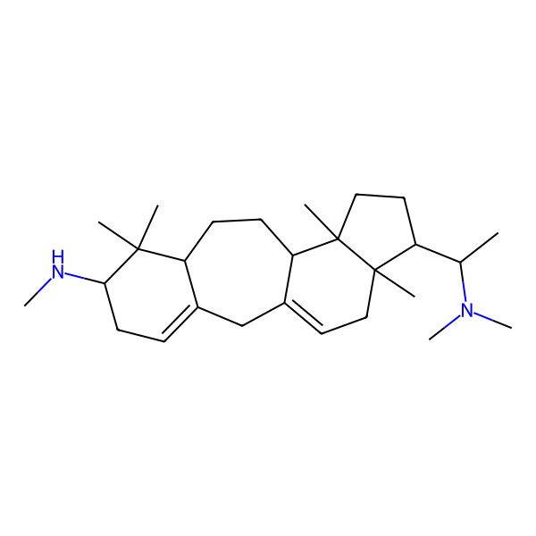 2D Structure of 15-[1-(dimethylamino)ethyl]-N,7,7,12,16-pentamethyltetracyclo[9.7.0.03,8.012,16]octadeca-1(18),3-dien-6-amine