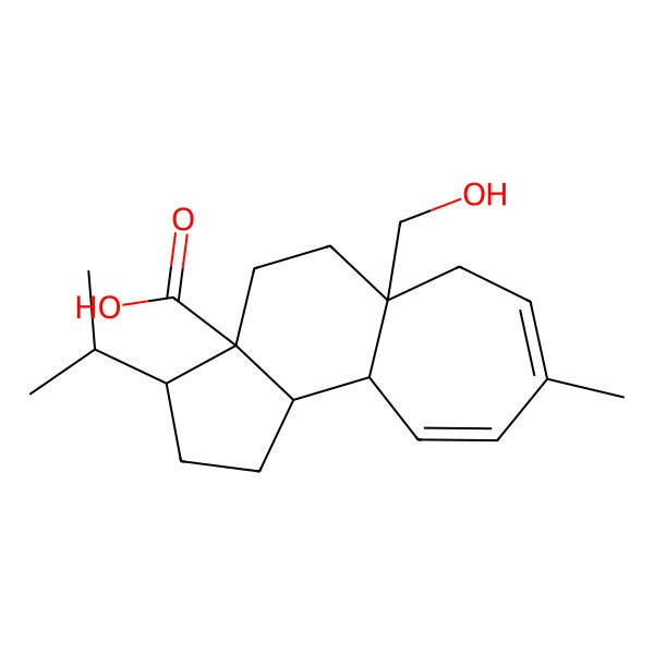 2D Structure of (3R,3aS,5aR,10aS,10bS)-5a-(hydroxymethyl)-8-methyl-3-propan-2-yl-1,2,3,4,5,6,10a,10b-octahydrocyclohepta[g]indene-3a-carboxylic acid