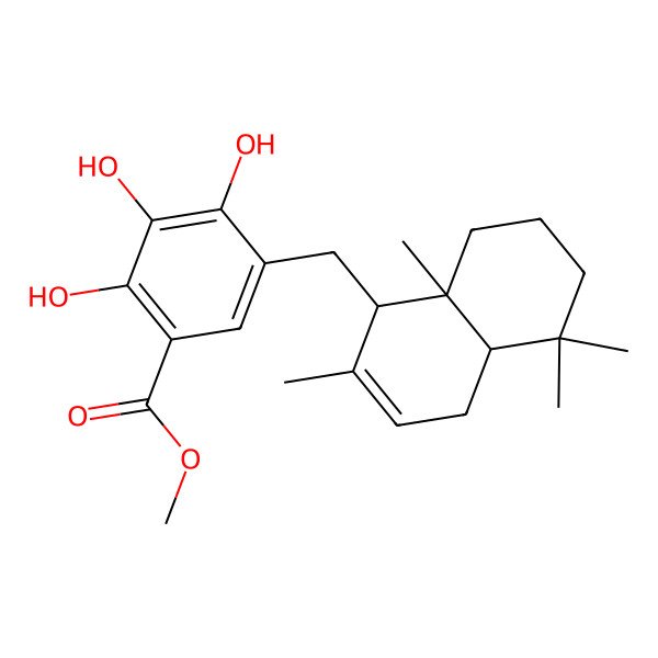 2D Structure of methyl 5-[[(1S,4aS,8aS)-2,5,5,8a-tetramethyl-1,4,4a,6,7,8-hexahydronaphthalen-1-yl]methyl]-2,3,4-trihydroxybenzoate