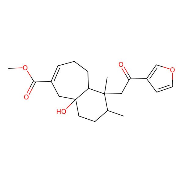 2D Structure of methyl 1-[2-(furan-3-yl)-2-oxoethyl]-4a-hydroxy-1,2-dimethyl-3,4,5,8,9,9a-hexahydro-2H-benzo[7]annulene-6-carboxylate
