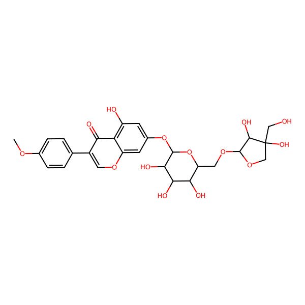 2D Structure of 7-[(2S,3R,4S,5R,6R)-6-[[(2R,3S,4S)-3,4-dihydroxy-4-(hydroxymethyl)oxolan-2-yl]oxymethyl]-3,4,5-trihydroxyoxan-2-yl]oxy-5-hydroxy-3-(4-methoxyphenyl)chromen-4-one