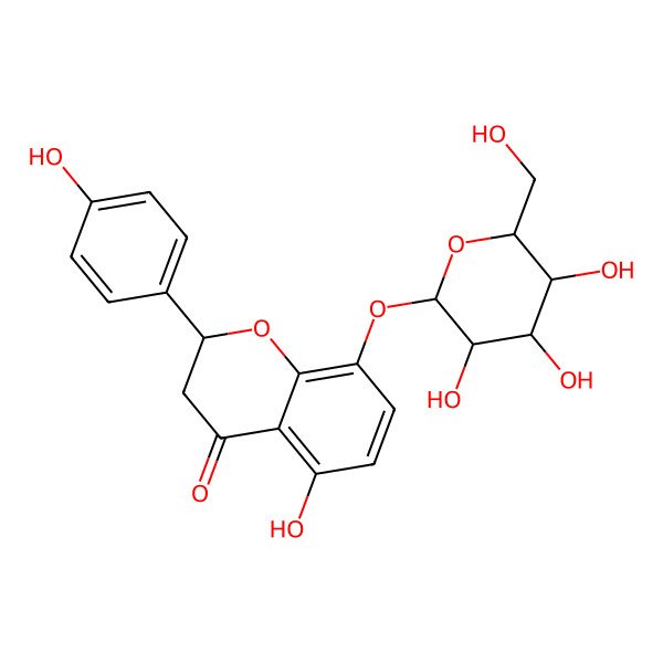 2D Structure of 5-Hydroxy-2-(4-hydroxyphenyl)-8-[3,4,5-trihydroxy-6-(hydroxymethyl)oxan-2-yl]oxy-2,3-dihydrochromen-4-one
