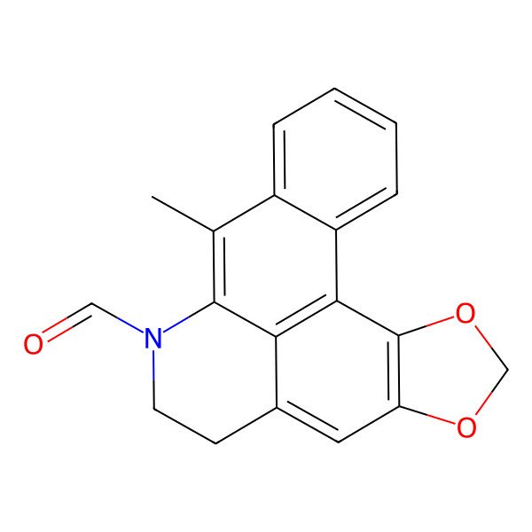 2D Structure of 13-Methyl-3,5-dioxa-11-azapentacyclo[10.7.1.02,6.08,20.014,19]icosa-1(20),2(6),7,12,14,16,18-heptaene-11-carbaldehyde