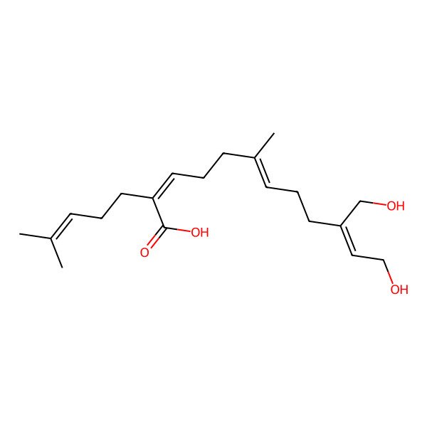 2D Structure of (2E,6E,10Z)-12-hydroxy-10-(hydroxymethyl)-6-methyl-2-(4-methylpent-3-enyl)dodeca-2,6,10-trienoic acid