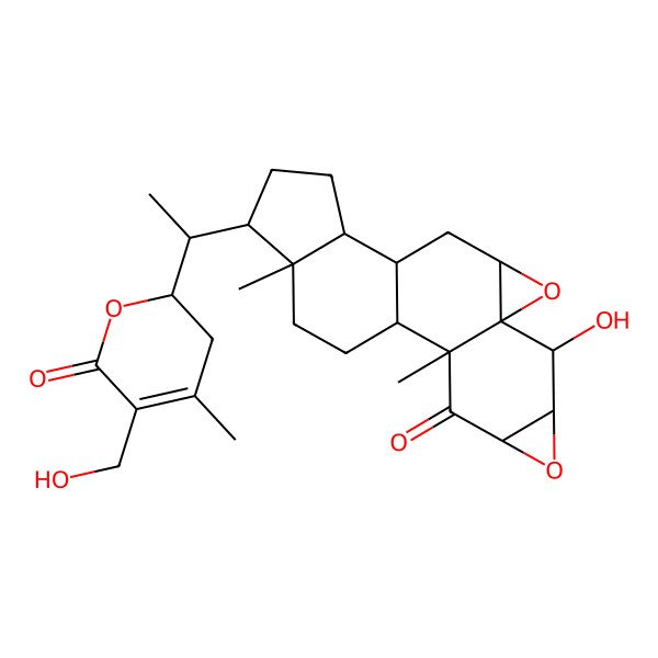 2D Structure of (1S,2R,4R,6R,7S,8R,10R,12S,13S,16R,17S)-7-hydroxy-16-[(1S)-1-[(2S)-5-(hydroxymethyl)-4-methyl-6-oxo-2,3-dihydropyran-2-yl]ethyl]-2,17-dimethyl-5,9-dioxahexacyclo[10.7.0.02,8.04,6.08,10.013,17]nonadecan-3-one
