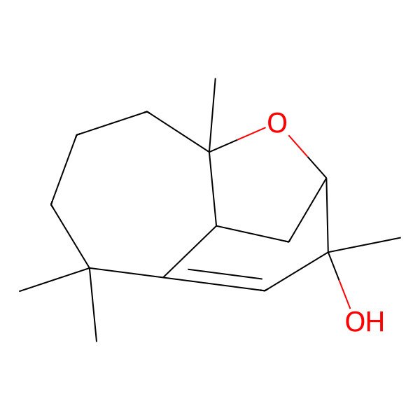 2D Structure of 2,5,5,9-Tetramethyl-12-oxatricyclo[7.2.1.04,10]dodec-3-en-2-ol