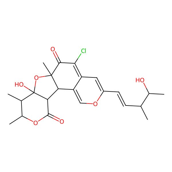 2D Structure of 8-Chloro-12-hydroxy-5-(4-hydroxy-3-methylpent-1-enyl)-10,13,14-trimethyl-4,11,15-trioxatetracyclo[8.7.0.02,7.012,17]heptadeca-2,5,7-triene-9,16-dione