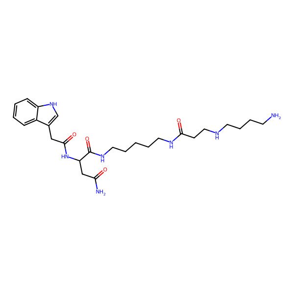 2D Structure of (2S)-N-[5-[3-(4-aminobutylamino)propanoylamino]pentyl]-2-[[2-(1H-indol-3-yl)acetyl]amino]butanediamide