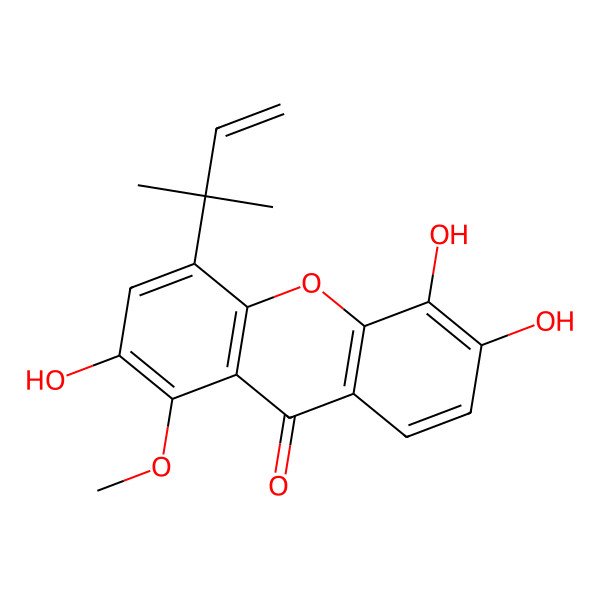 2D Structure of 2,5,6-Trihydroxy-1-methoxy-4-(2-methylbut-3-en-2-yl)xanthen-9-one