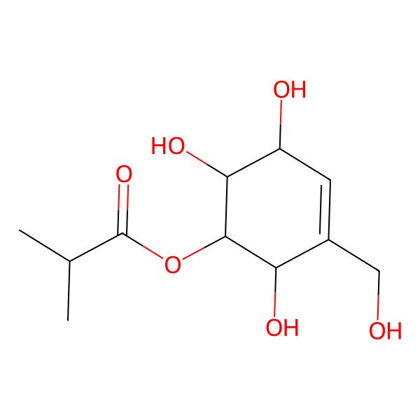 2D Structure of [2,5,6-Trihydroxy-3-(hydroxymethyl)cyclohex-3-en-1-yl] 2-methylpropanoate
