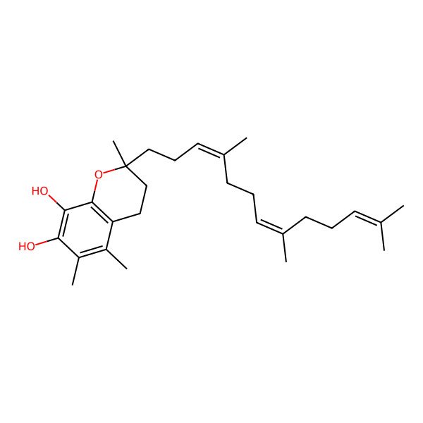 2D Structure of 2,5,6-Trimethyl-2-(4,8,12-trimethyltrideca-3,7,11-trienyl)-3,4-dihydrochromene-7,8-diol