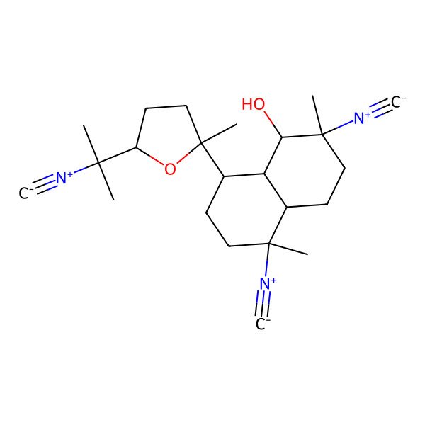 2D Structure of 2,5-Diisocyano-8-[5-(2-isocyanopropan-2-yl)-2-methyloxolan-2-yl]-2,5-dimethyl-1,3,4,4a,6,7,8,8a-octahydronaphthalen-1-ol