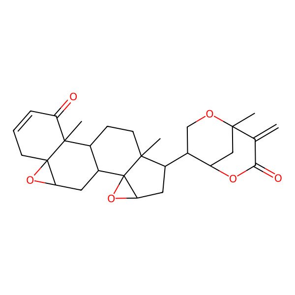 2D Structure of 2,17-Dimethyl-16-(1-methyl-8-methylidene-7-oxo-2,6-dioxabicyclo[3.3.1]nonan-4-yl)-8,13-dioxahexacyclo[9.8.0.02,7.07,9.012,14.012,17]nonadec-4-en-3-one