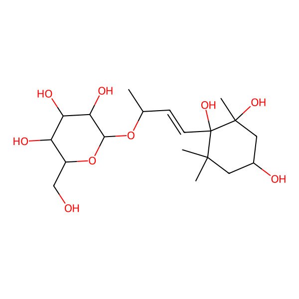 2D Structure of 2-(Hydroxymethyl)-6-[4-(1,2,4-trihydroxy-2,6,6-trimethylcyclohexyl)but-3-en-2-yloxy]oxane-3,4,5-triol