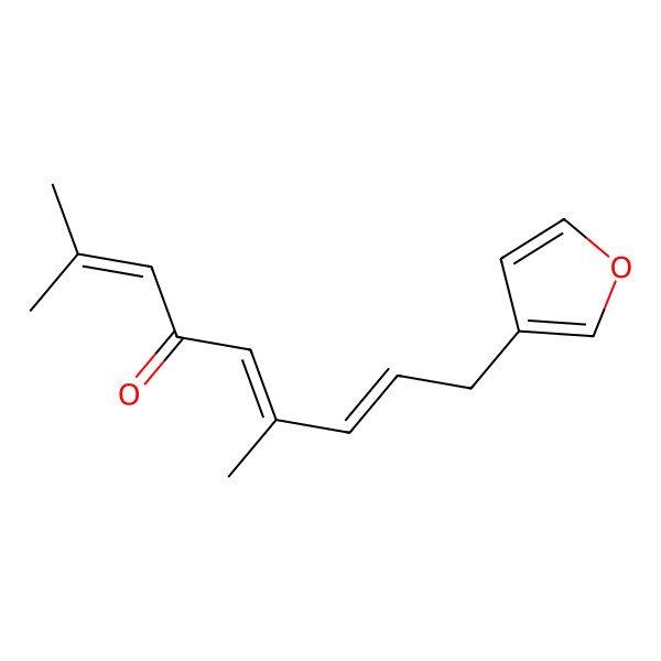 2D Structure of 2,5,7-Nonatrien-4-one, 9-(3-furanyl)-2,6-dimethyl-, (E,E)-