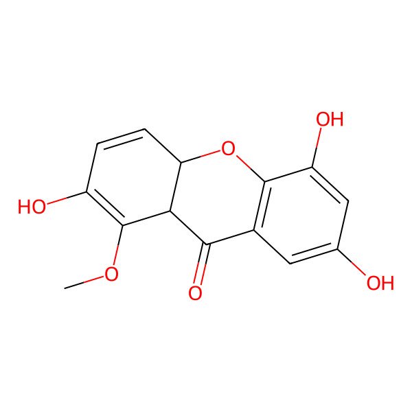 2D Structure of 2,5,7-Trihydroxy-1-methoxy-4a,9a-dihydroxanthen-9-one