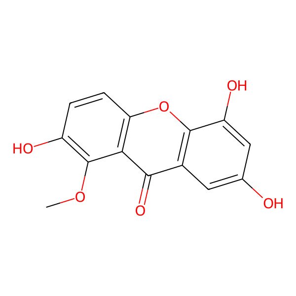 2D Structure of 2,5,7-Trihydroxy-1-methoxyxanthen-9-one