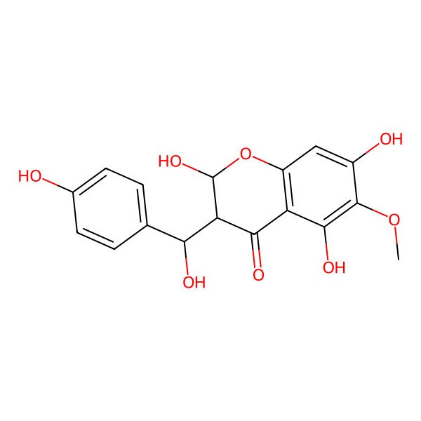 2D Structure of 2,5,7-Trihydroxy-3-[hydroxy-(4-hydroxyphenyl)methyl]-6-methoxy-2,3-dihydrochromen-4-one
