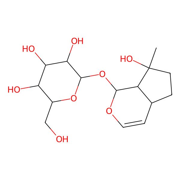 2D Structure of (2S,3R,4S,5S,6R)-2-[[(1S,4aR,7S,7aS)-7-hydroxy-7-methyl-4a,5,6,7a-tetrahydro-1H-cyclopenta[c]pyran-1-yl]oxy]-6-(hydroxymethyl)oxane-3,4,5-triol