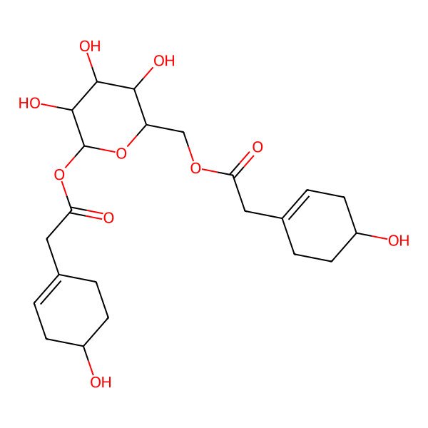 2D Structure of [3,4,5-Trihydroxy-6-[2-(4-hydroxycyclohexen-1-yl)acetyl]oxyoxan-2-yl]methyl 2-(4-hydroxycyclohexen-1-yl)acetate