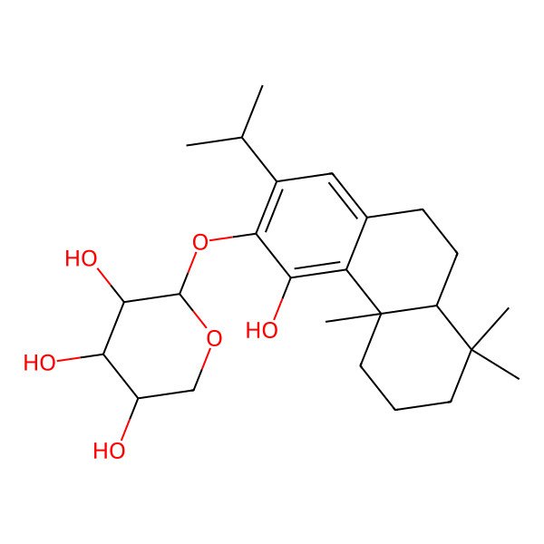 2D Structure of (2S,3R,4S,5R)-2-[[(4bS,8aS)-4-hydroxy-4b,8,8-trimethyl-2-propan-2-yl-5,6,7,8a,9,10-hexahydrophenanthren-3-yl]oxy]oxane-3,4,5-triol