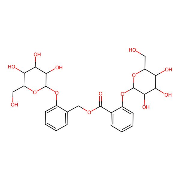 2D Structure of [2-[(2R,3S,4R,5R,6S)-3,4,5-trihydroxy-6-(hydroxymethyl)oxan-2-yl]oxyphenyl]methyl 2-[(2S,3R,4S,5S,6R)-3,4,5-trihydroxy-6-(hydroxymethyl)oxan-2-yl]oxybenzoate