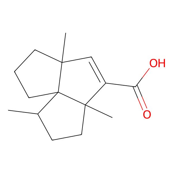 2D Structure of 2,5,8-Trimethyltricyclo[6.3.0.01,5]undec-6-ene-6-carboxylic acid