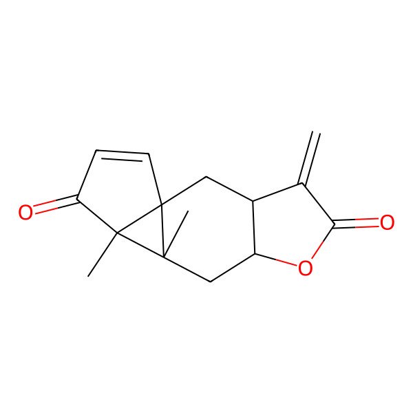2D Structure of (1S,3R,7R,9S,10R)-9,10-dimethyl-4-methylidene-6-oxatetracyclo[7.4.0.01,10.03,7]tridec-12-ene-5,11-dione