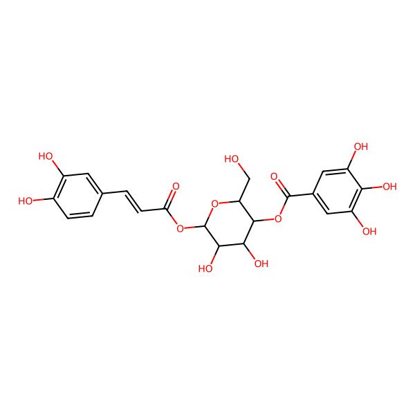 2D Structure of [6-[3-(3,4-Dihydroxyphenyl)prop-2-enoyloxy]-4,5-dihydroxy-2-(hydroxymethyl)oxan-3-yl] 3,4,5-trihydroxybenzoate