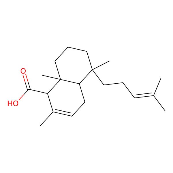 2D Structure of 2,5,8a-Trimethyl-5-(4-methylpent-3-enyl)-1,4,4a,6,7,8-hexahydronaphthalene-1-carboxylic acid