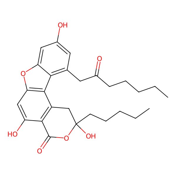 2D Structure of 2,5,9-trihydroxy-11-(2-oxoheptyl)-2-pentyl-1H-[1]benzofuro[3,2-f]isochromen-4-one