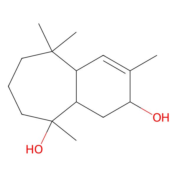 2D Structure of 2,5,9,9-tetramethyl-4,4a,6,7,8,9a-hexahydro-3H-benzo[7]annulene-3,5-diol