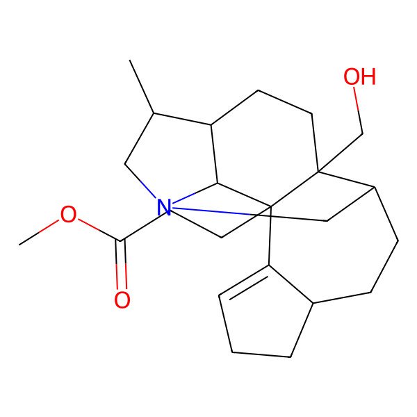 2D Structure of methyl 3-[(2S,3R,8R,11S,12R,15R,16S)-12-(hydroxymethyl)-16-methyl-1-azapentacyclo[9.6.1.02,15.03,12.04,8]octadec-4-en-3-yl]propanoate