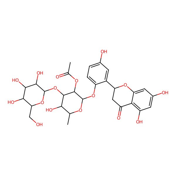 2D Structure of [2-[2-(5,7-Dihydroxy-4-oxo-2,3-dihydrochromen-2-yl)-4-hydroxyphenoxy]-5-hydroxy-6-methyl-4-[3,4,5-trihydroxy-6-(hydroxymethyl)oxan-2-yl]oxyoxan-3-yl] acetate