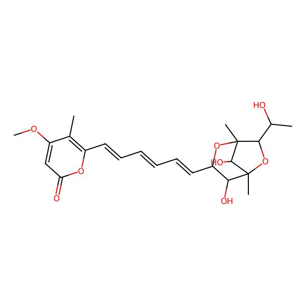 2D Structure of 6-[(1E,3E,5E)-6-[(1R,3S,4S,5S,7R,8S)-4,8-dihydroxy-7-[(1R)-1-hydroxyethyl]-1,5-dimethyl-2,6-dioxabicyclo[3.2.1]octan-3-yl]hexa-1,3,5-trienyl]-4-methoxy-5-methylpyran-2-one