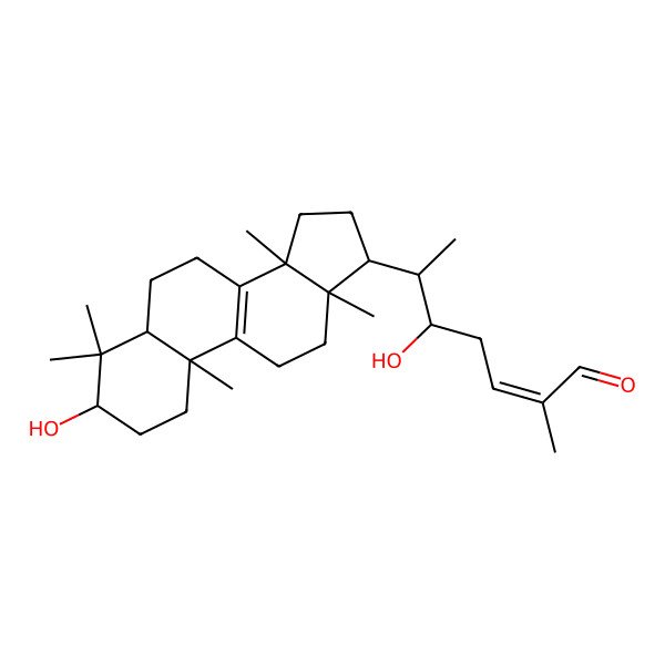 2D Structure of 5-hydroxy-6-(3-hydroxy-4,4,10,13,14-pentamethyl-2,3,5,6,7,11,12,15,16,17-decahydro-1H-cyclopenta[a]phenanthren-17-yl)-2-methylhept-2-enal