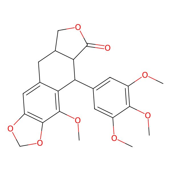 2D Structure of 4-methoxy-5-(3,4,5-trimethoxyphenyl)-5a,8,8a,9-tetrahydro-5H-[2]benzofuro[5,6-f][1,3]benzodioxol-6-one