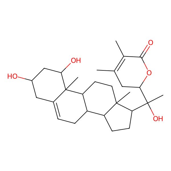 2D Structure of (2R)-2-[(1R)-1-[(1S,3R,8S,9S,10R,13S,14S,17S)-1,3-dihydroxy-10,13-dimethyl-2,3,4,7,8,9,11,12,14,15,16,17-dodecahydro-1H-cyclopenta[a]phenanthren-17-yl]-1-hydroxyethyl]-4,5-dimethyl-2,3-dihydropyran-6-one
