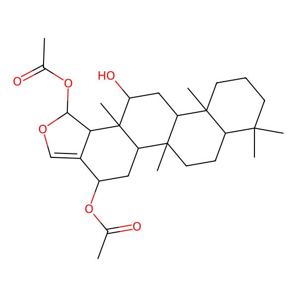 2D Structure of [(1S,4S,5aR,5bR,7aR,11aS,11bS,13R,13aS,13bR)-1-acetyloxy-13-hydroxy-5b,8,8,11a,13a-pentamethyl-1,4,5,5a,6,7,7a,9,10,11,11b,12,13,13b-tetradecahydrophenanthro[2,1-e][2]benzofuran-4-yl] acetate
