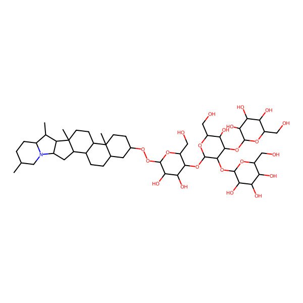 2D Structure of 2-[2-[4,5-Dihydroxy-2-(hydroxymethyl)-6-[(10,14,16,20-tetramethyl-22-azahexacyclo[12.10.0.02,11.05,10.015,23.017,22]tetracosan-7-yl)peroxy]oxan-3-yl]oxy-5-hydroxy-6-(hydroxymethyl)-3-[3,4,5-trihydroxy-6-(hydroxymethyl)oxan-2-yl]oxyoxan-4-yl]oxy-6-(hydroxymethyl)oxane-3,4,5-triol