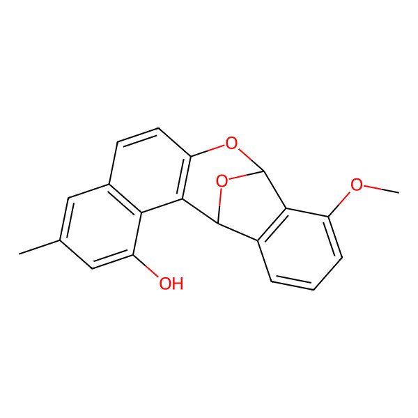 2D Structure of 15-Methoxy-6-methyl-12,20-dioxapentacyclo[11.6.1.02,11.03,8.014,19]icosa-2(11),3(8),4,6,9,14(19),15,17-octaen-4-ol